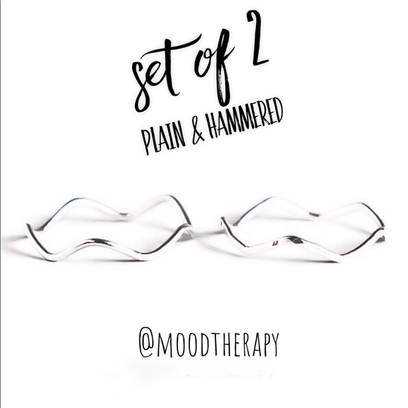 925 sterling silver wavy skinny stacking rings - Picture 1 of 8